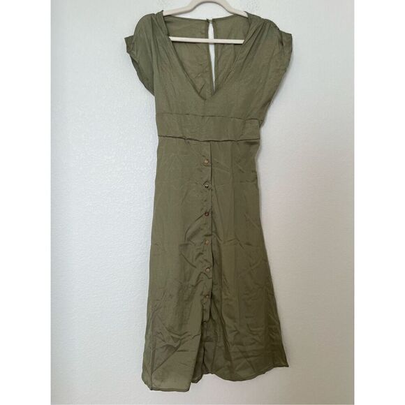 Edary Women's V Neck Short Sleeve Dress, Casual Short Sleeve Tie Waist Dress NEW - Picture 5 of 9